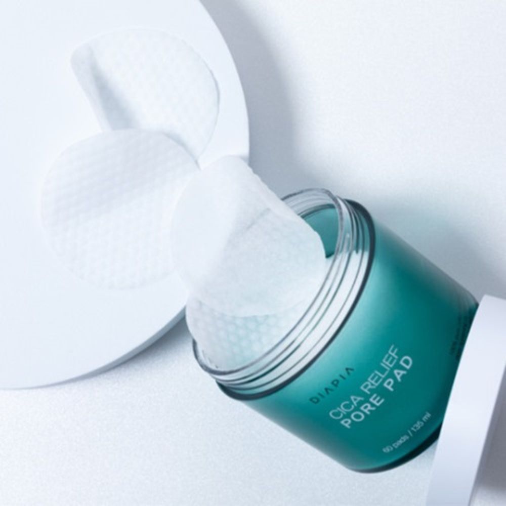DIAPIA Cica Relief Pore Pad 60 pads Exfoliating Tightening Calming Hydrating Vegan Facial Skin Care _ Made in Korea
